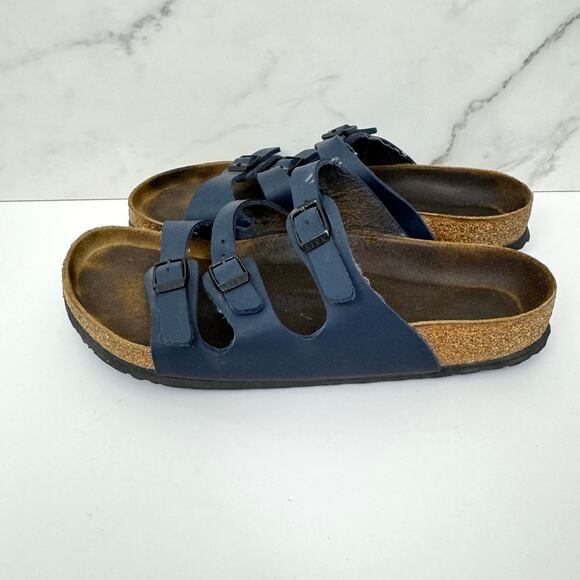 Birkenstock Womens Florida Birko-Flor Soft Bed Sandal Size 40 / 9 Vegan Blue - Picture 5 of 11